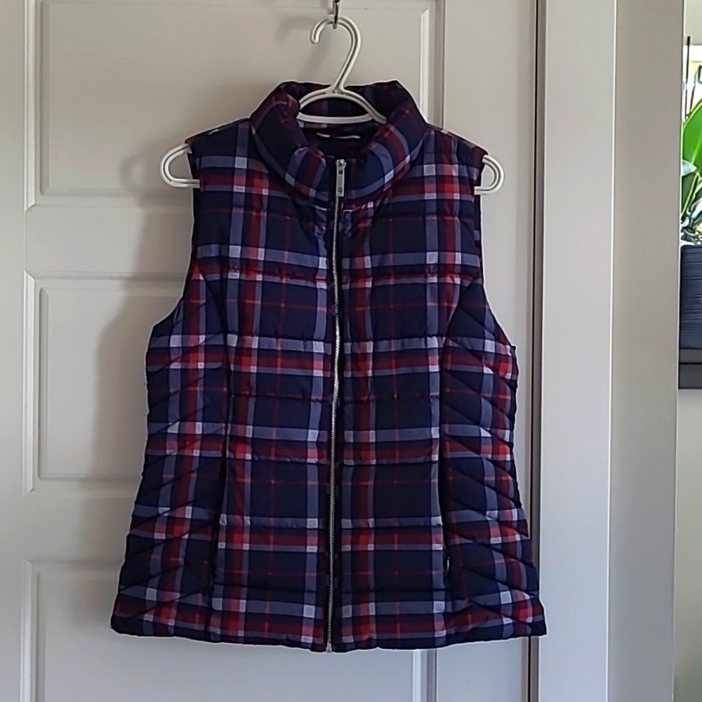 Tommy Hilfiger Plaid Puffer Vest - Red and Blue